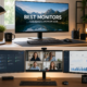 Collage showing a single wide monitor and a triple-monitor setup with text "Best Monitors for Remote Work in 2026"