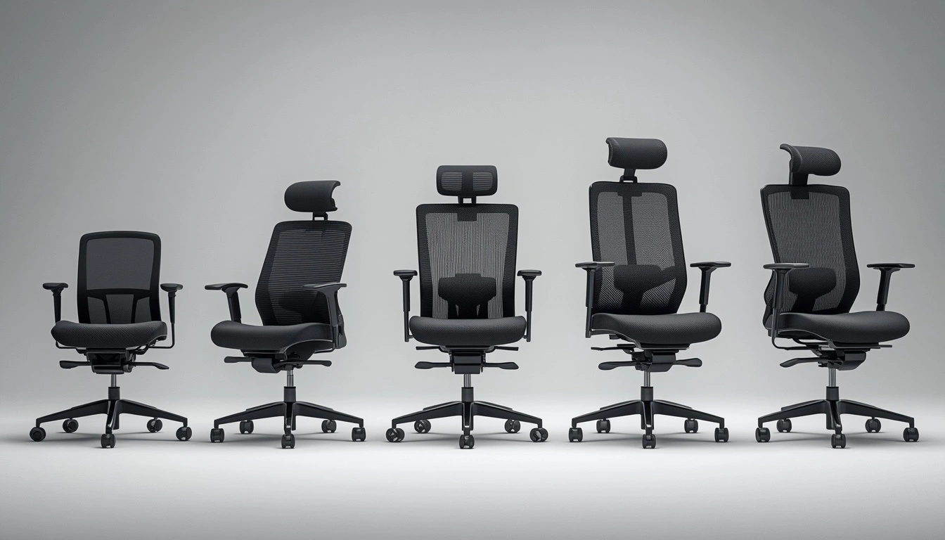 Stylish ergonomic office chairs in different designs and finishes for a home office