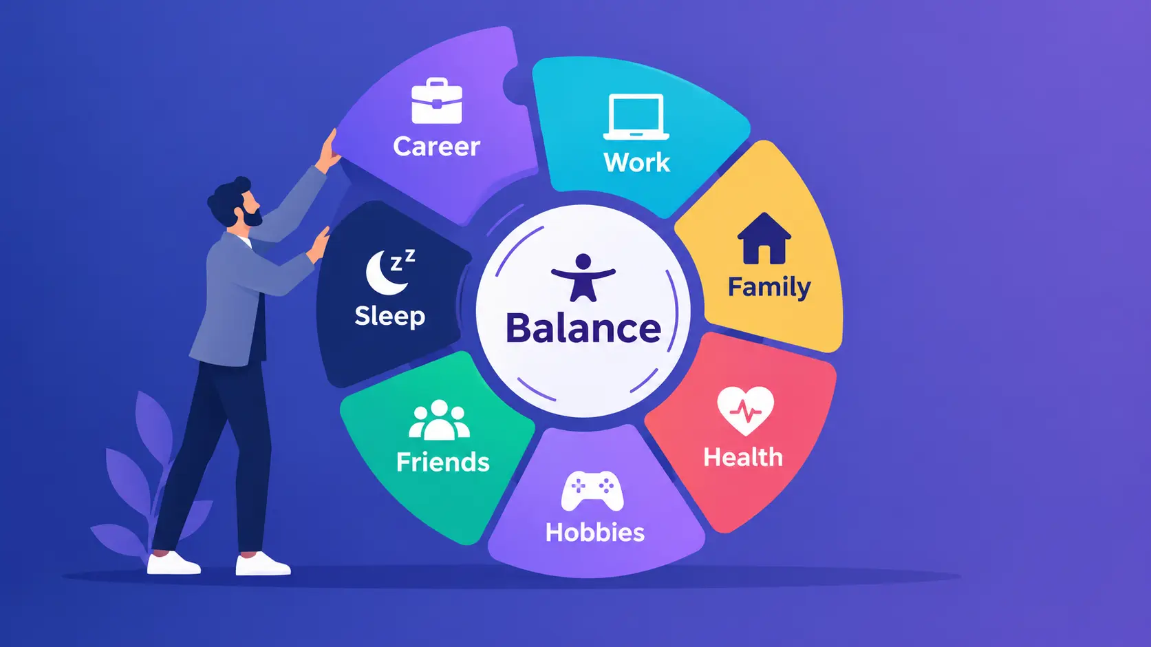 Balancing work and personal life while working from home, showing the mental shift between work mode and rest